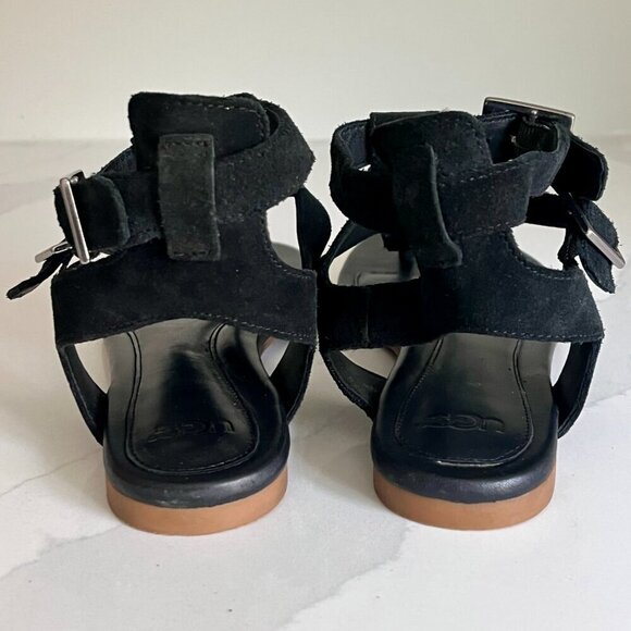 UGG Lecia Black Leather and Suede Ankle Wrap Sandal Size 9 NWOT - Picture 11 of 16